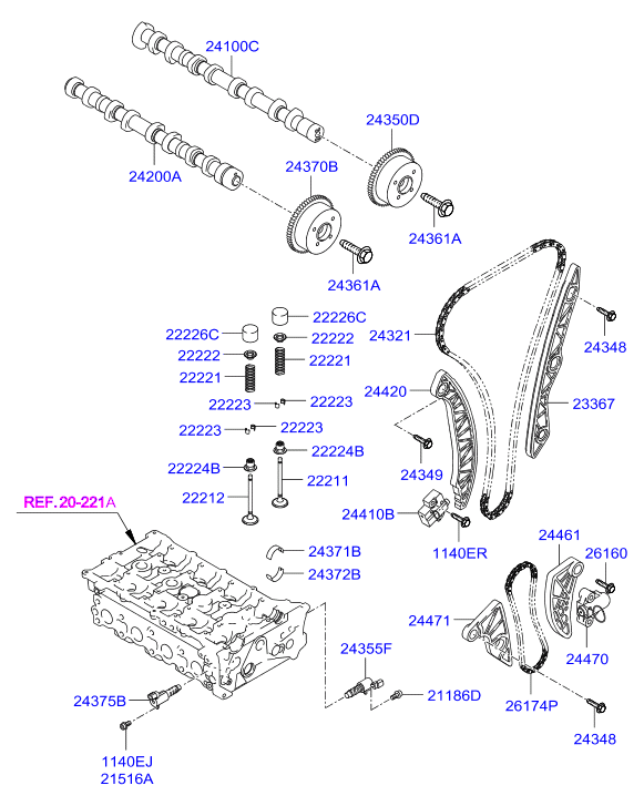 Hyundai 24370-2G000 - Sadales vārpstas regulēšanas mehānisms autodraugiem.lv