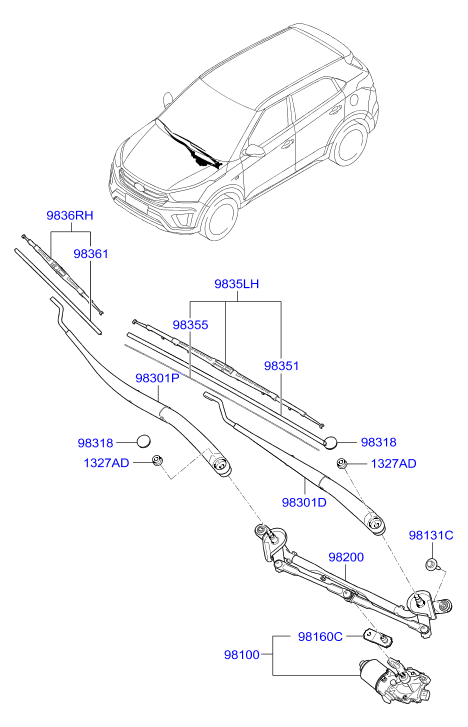 KIA 983601W000 - Stikla tīrītāja slotiņa autodraugiem.lv