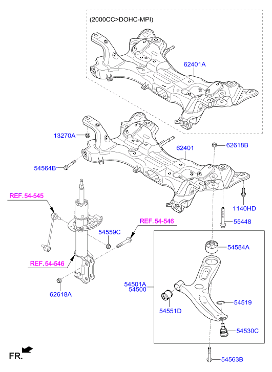 Hyundai 54584-M0000 - Piekare, Šķērssvira autodraugiem.lv