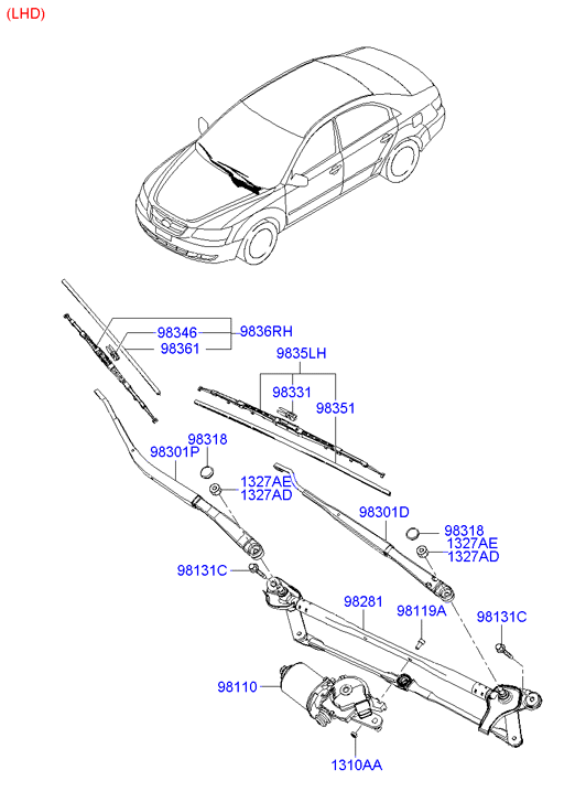 Hyundai 983503K100 - Stikla tīrītāja slotiņa autodraugiem.lv