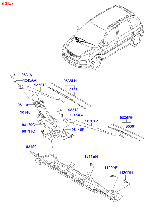 Hyundai 9835017000 - Stikla tīrītāja slotiņa autodraugiem.lv