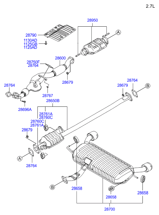 Hyundai 2876428020 - Blīve, Izplūdes caurule autodraugiem.lv