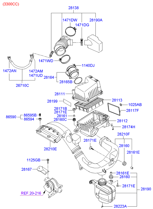 Hyundai 2816425000 - Gaisa masas mērītājs autodraugiem.lv