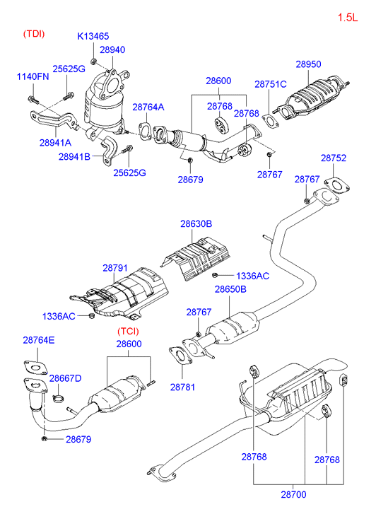 Hyundai 28764-37020 - Blīve, Izplūdes caurule autodraugiem.lv