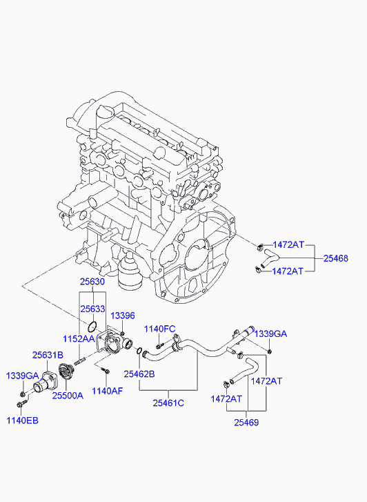 KIA 25500 2B400 - Termostats, Dzesēšanas šķidrums autodraugiem.lv