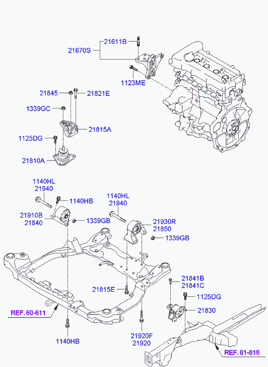 Hyundai 21910-2H250 - Piekare, Dzinējs autodraugiem.lv