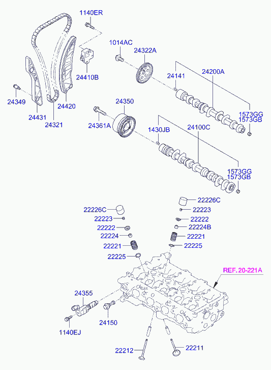 KIA 24420-2B000 - Sadales vārpstas piedziņas ķēdes komplekts autodraugiem.lv