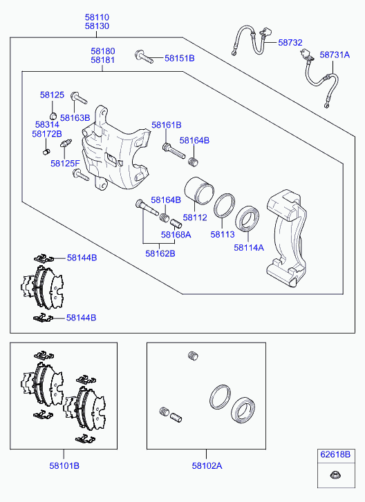 Hyundai 58101-2EA11 - Bremžu uzliku kompl., Disku bremzes autodraugiem.lv