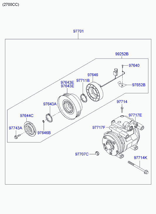 Hyundai 977012E100 - Kompresors, Gaisa kond. sistēma autodraugiem.lv