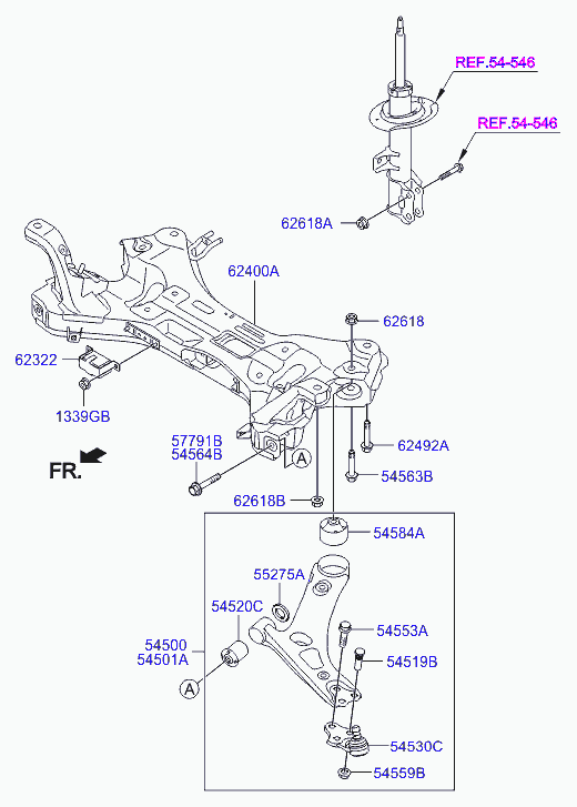 Hyundai 54584 2S000 - Piekare, Šķērssvira autodraugiem.lv