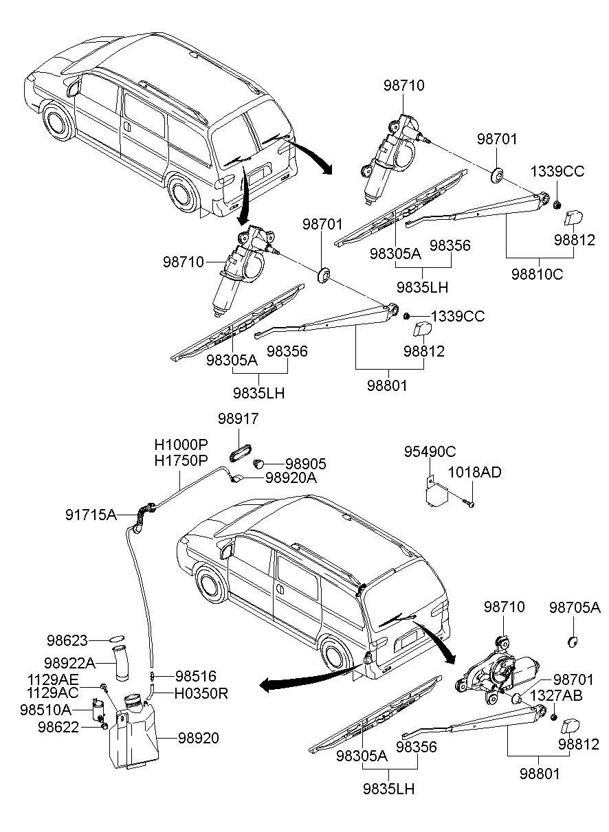 Hyundai 9851014000 - Ūdenssūknis, Stiklu tīrīšanas sistēma autodraugiem.lv