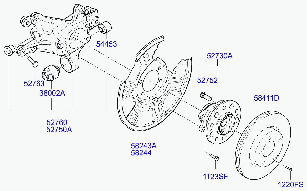 Hyundai 527203Z010 - Carrier assy - rear axle, rh autodraugiem.lv