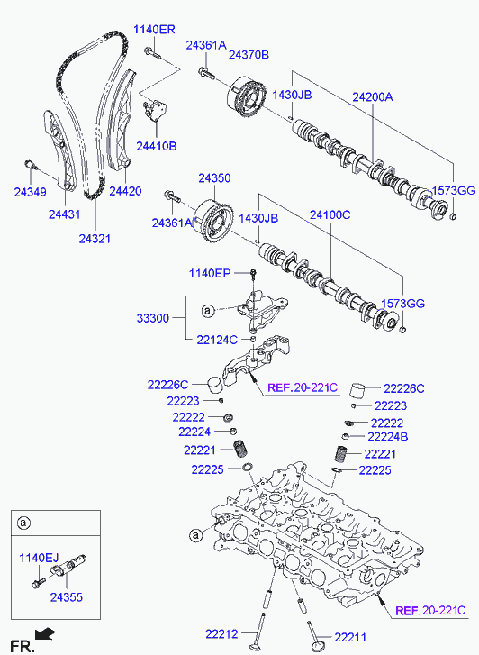 Hyundai 24431-2B611 - Sadales vārpstas piedziņas ķēdes komplekts autodraugiem.lv