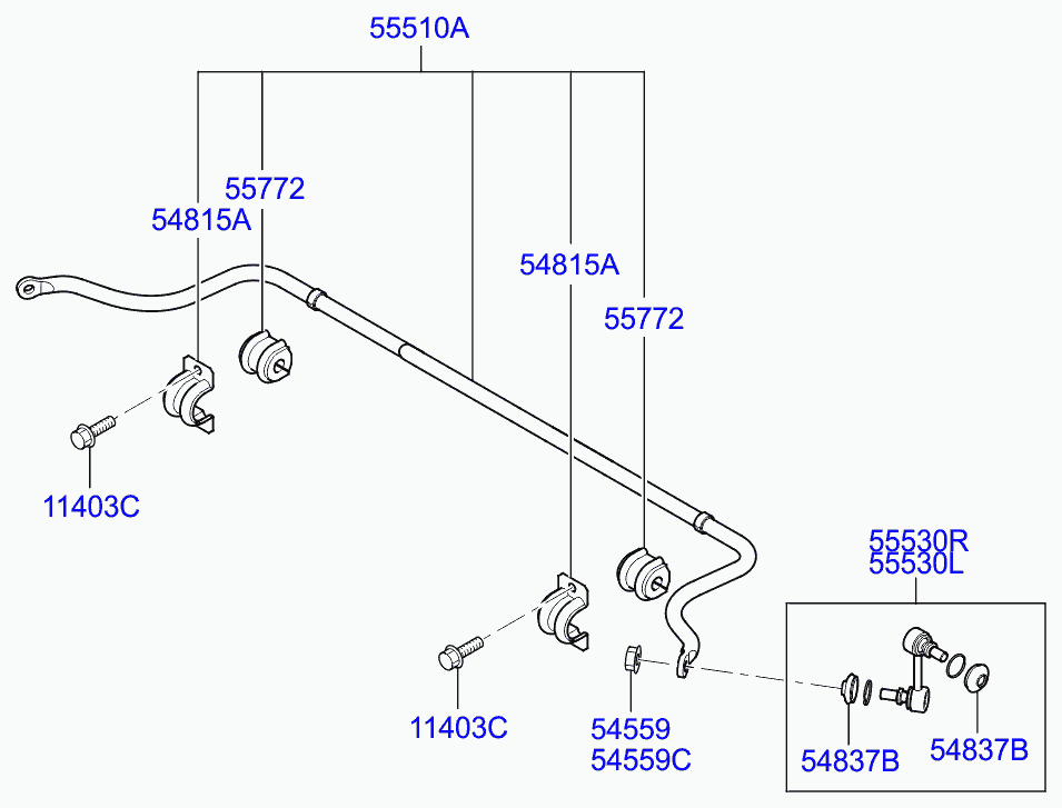 Hyundai 555304H000 - Stiepnis / Atsaite, Stabilizators autodraugiem.lv