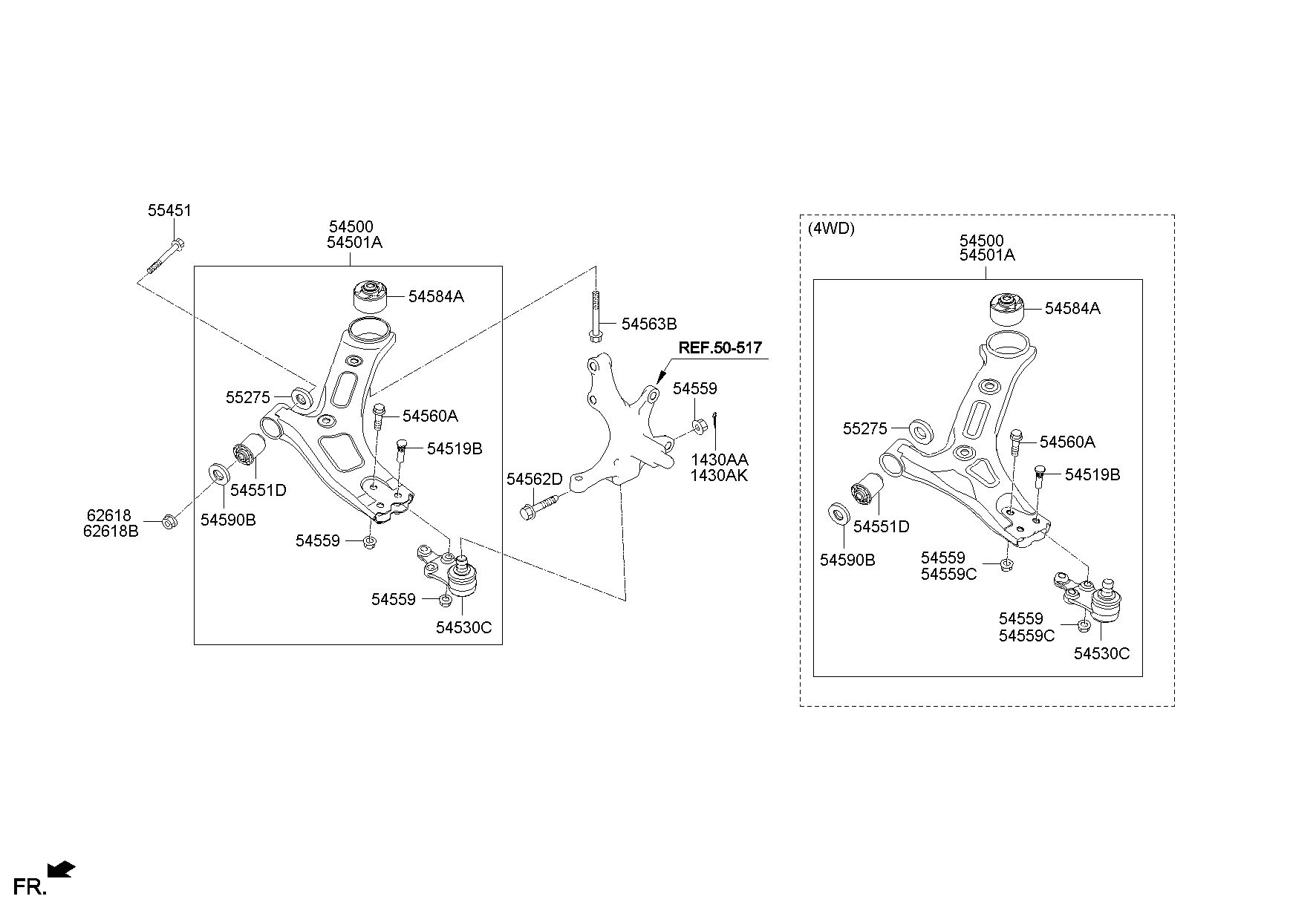 KIA 54500-4H000 - Neatkarīgās balstiekārtas svira, Riteņa piekare autodraugiem.lv