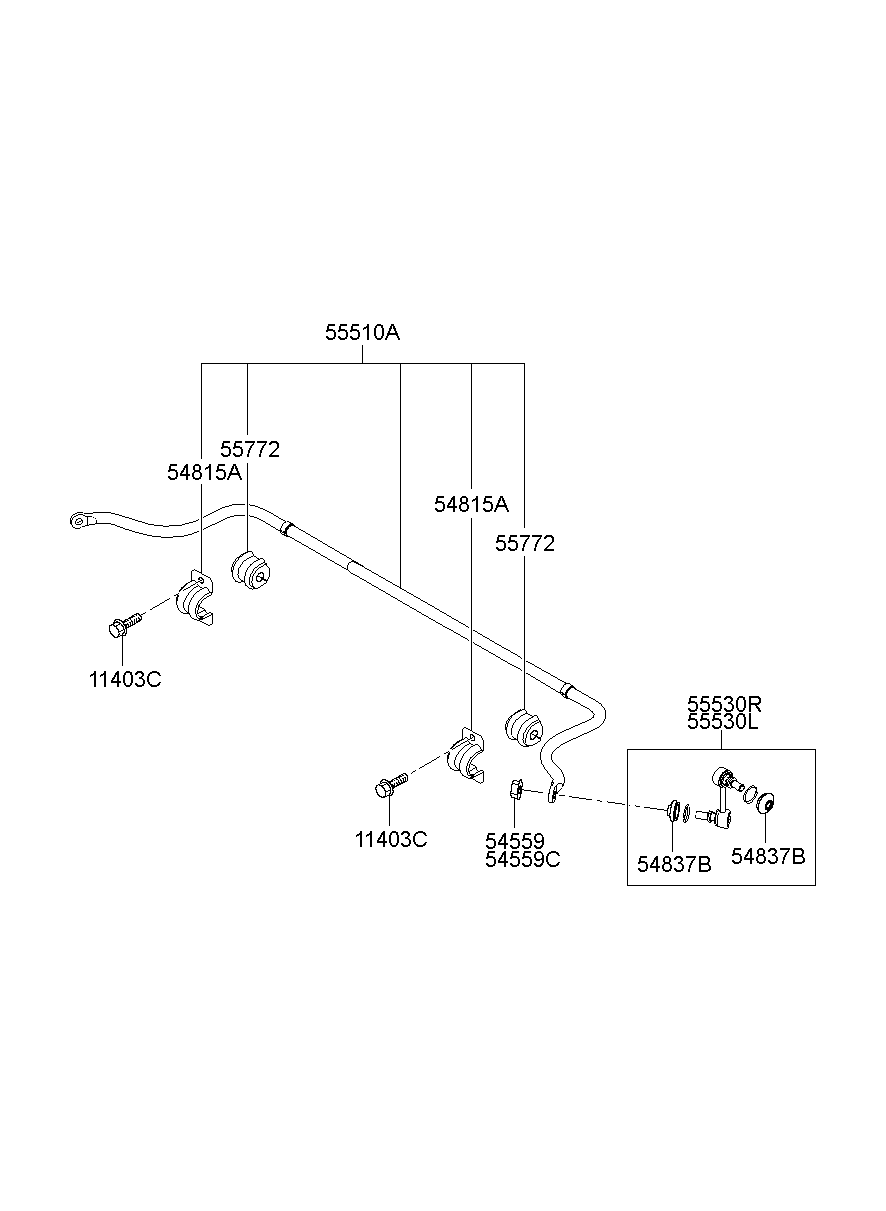 Hyundai 555404H200 - Stiepnis / Atsaite, Stabilizators autodraugiem.lv