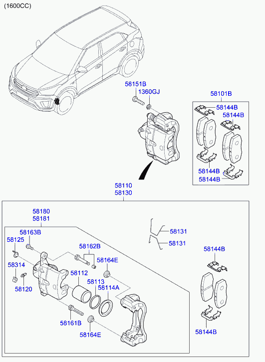 Hyundai 58113-1H000 - Remkomplekts, Bremžu suports autodraugiem.lv