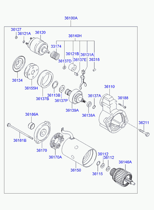 Hyundai 361003A100 - Starteris autodraugiem.lv