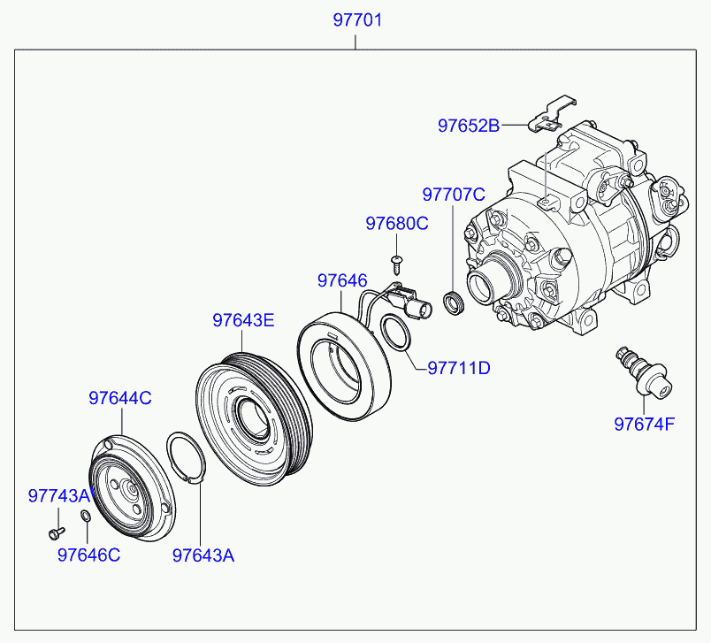 Hyundai 977013K125 - Kompresors, Pneimatiskā sistēma autodraugiem.lv