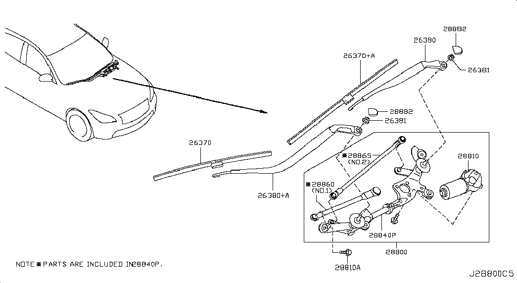 NISSAN 28890-3EV6A - Stikla tīrītāja slotiņa autodraugiem.lv