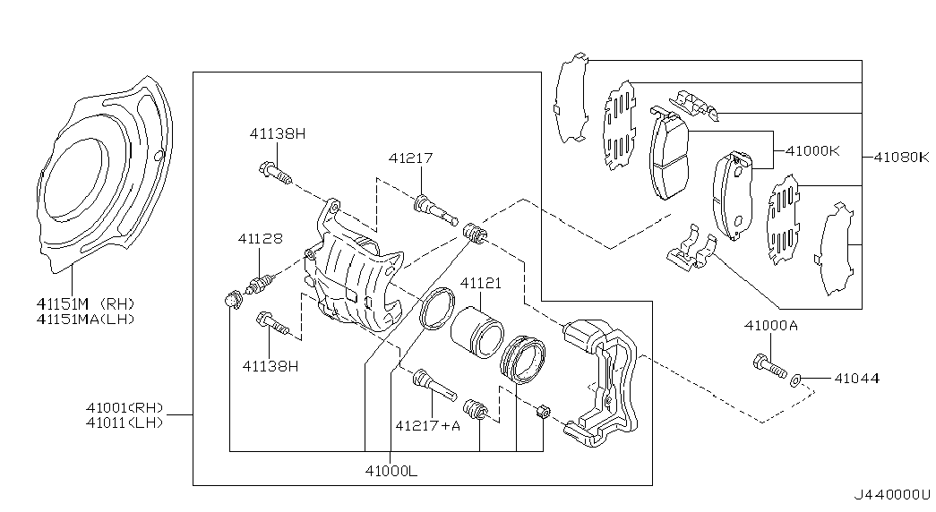 NISSAN 410602Y091 - Bremžu uzliku kompl., Disku bremzes autodraugiem.lv