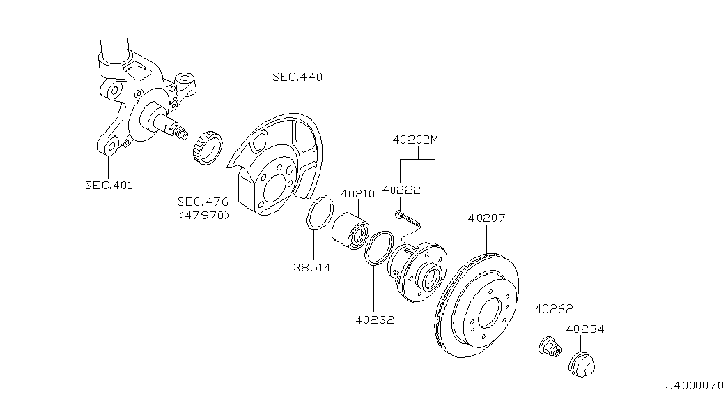 NISSAN 4021421B00 - Riteņa rumbas gultņa komplekts autodraugiem.lv