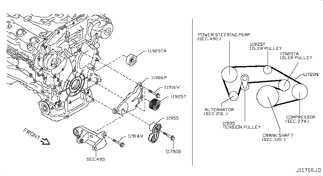 Infiniti 11925JK20A - Parazīt / Vadrullītis, Ķīļrievu siksna autodraugiem.lv