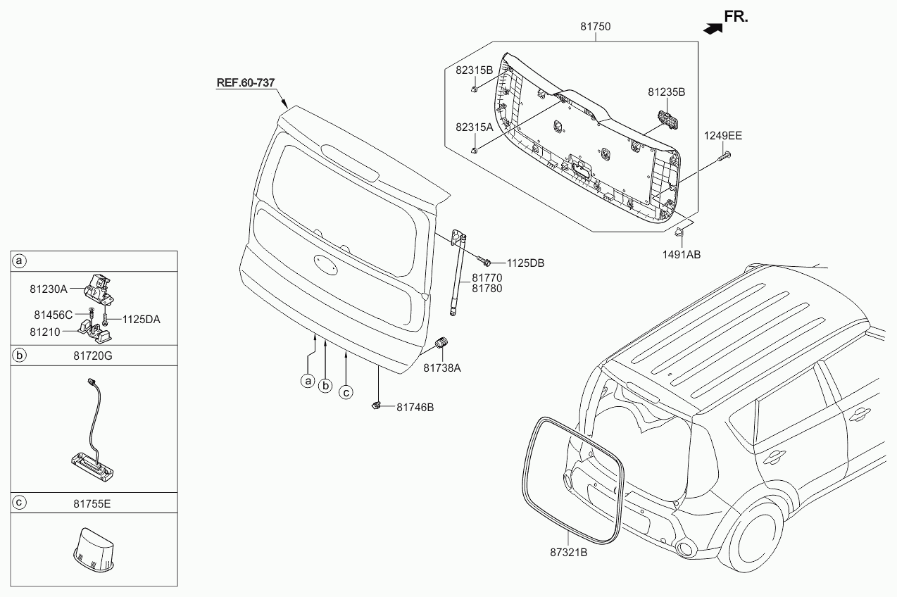 KIA 81770B2000 - Gāzes atspere, Bagāžas / Kravas nodalījuma vāks autodraugiem.lv