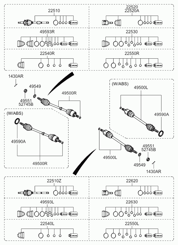 Hyundai 495001G115 - Šarnīru komplekts, Piedziņas vārpsta autodraugiem.lv