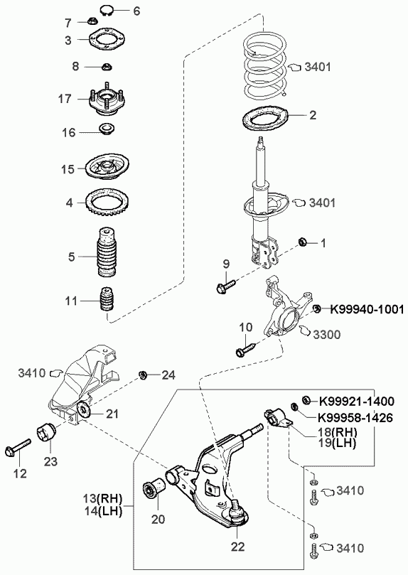 Hyundai 0K9A6-34-300 - Neatkarīgās balstiekārtas svira, Riteņa piekare autodraugiem.lv