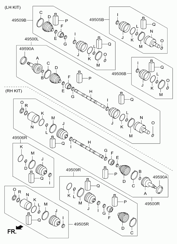 Hyundai 495052PA20 - Šarnīru komplekts, Piedziņas vārpsta autodraugiem.lv