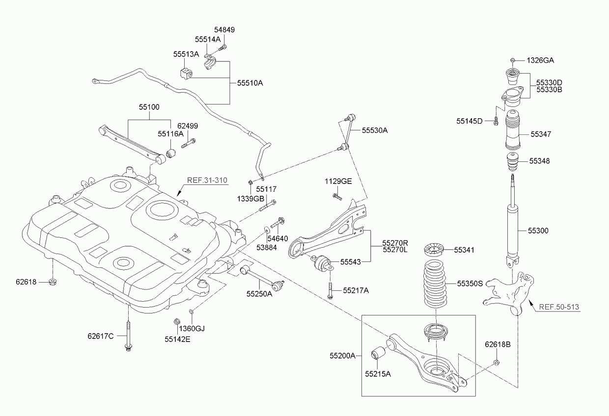 Hyundai 55250-1D000 - Neatkarīgās balstiekārtas svira, Riteņa piekare autodraugiem.lv