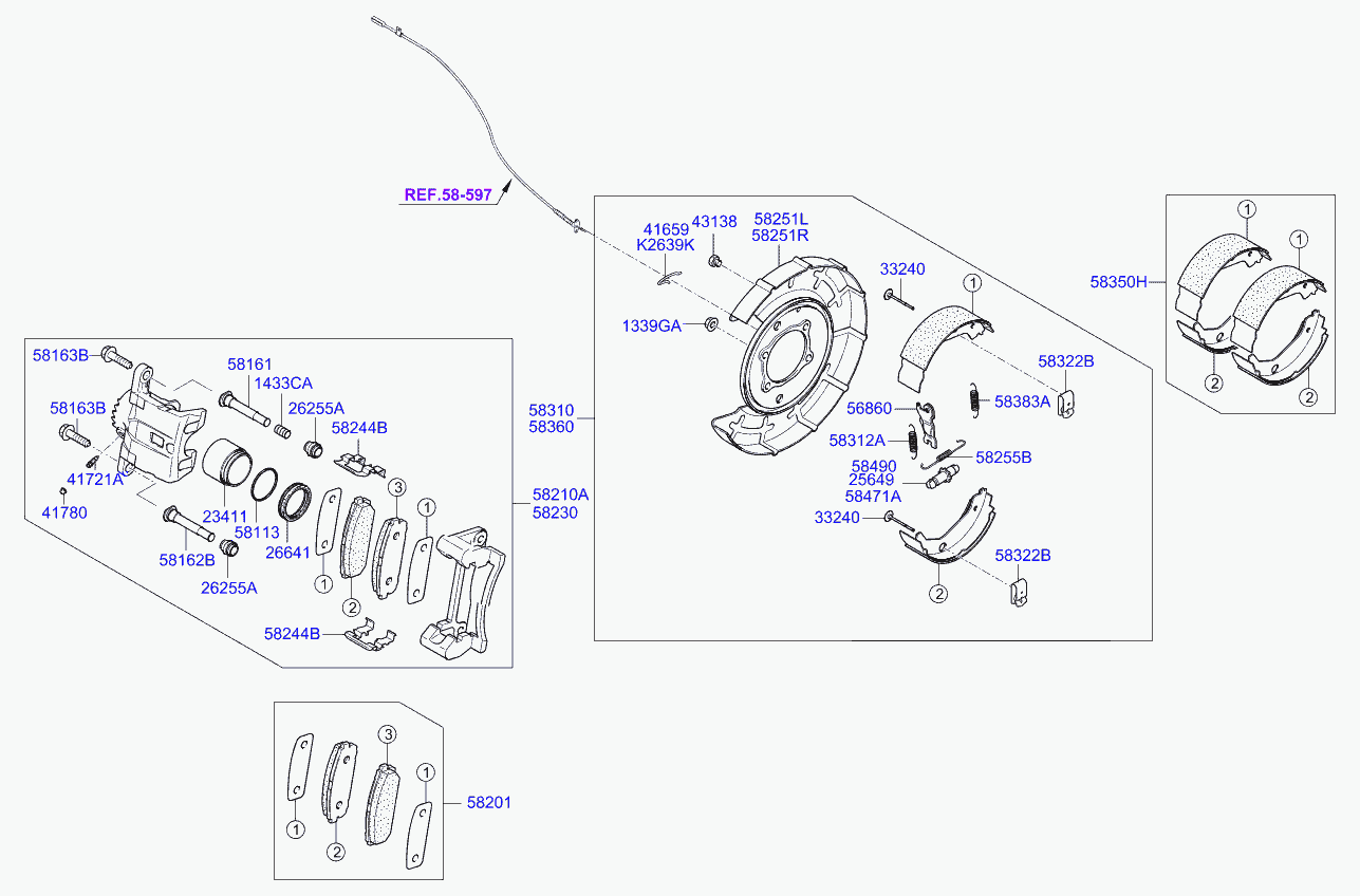 KIA 58164-3E000 - Remkomplekts, Bremžu suports autodraugiem.lv