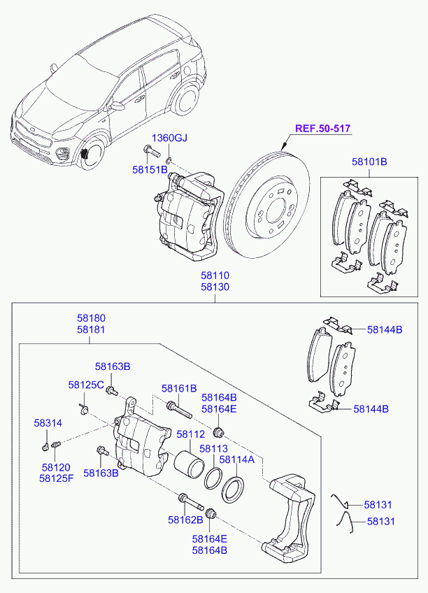 KIA 58180-D7A50 - Bremžu suports autodraugiem.lv