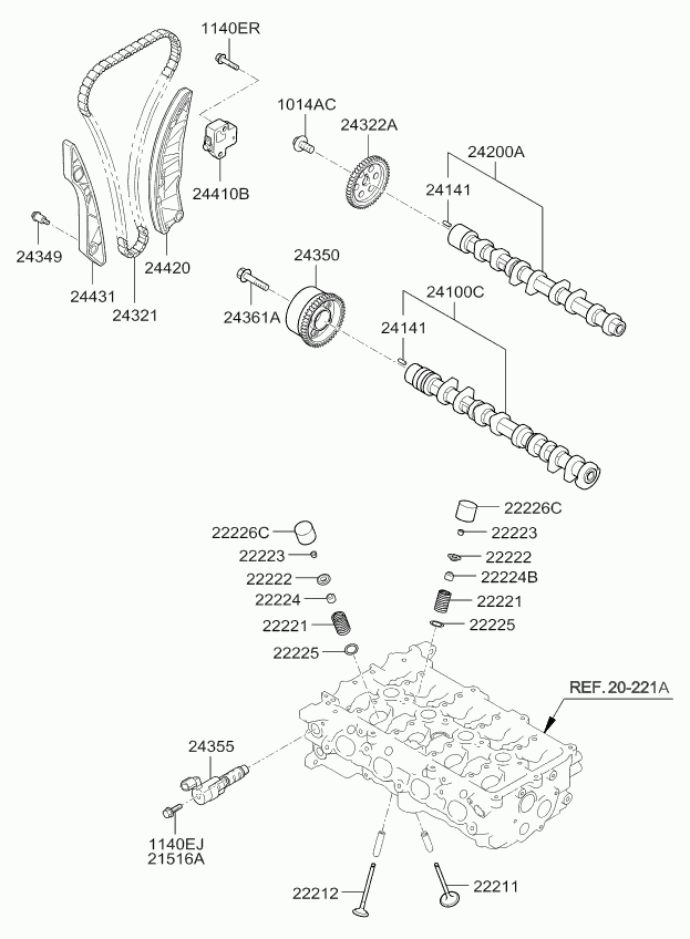 KIA 24410-2B610 - Sadales vārpstas piedziņas ķēdes komplekts autodraugiem.lv