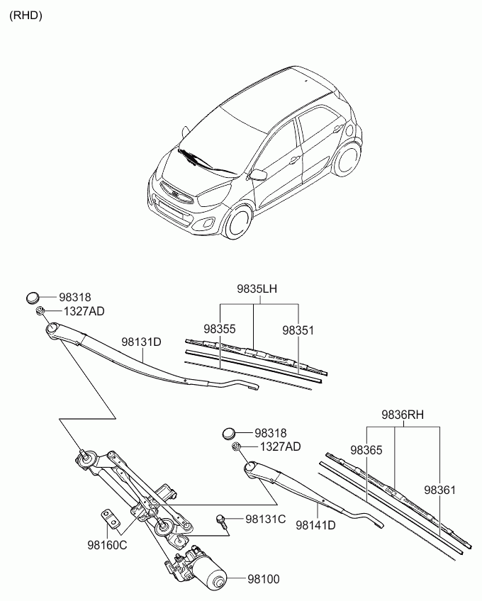 KIA 983501Y000 - Stikla tīrītāja slotiņa autodraugiem.lv