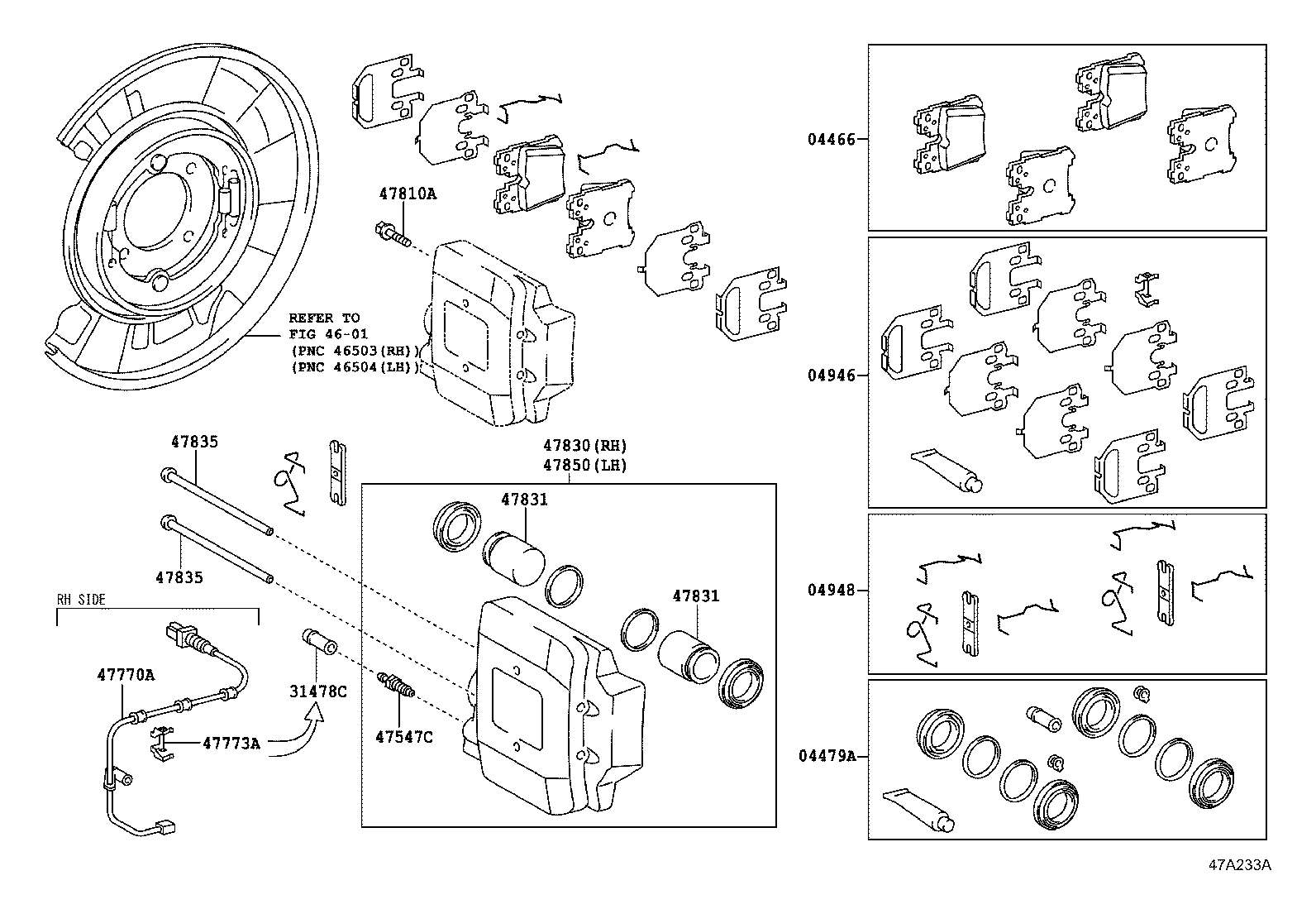 LEXUS 04466-0W010 - Bremžu uzliku kompl., Disku bremzes autodraugiem.lv