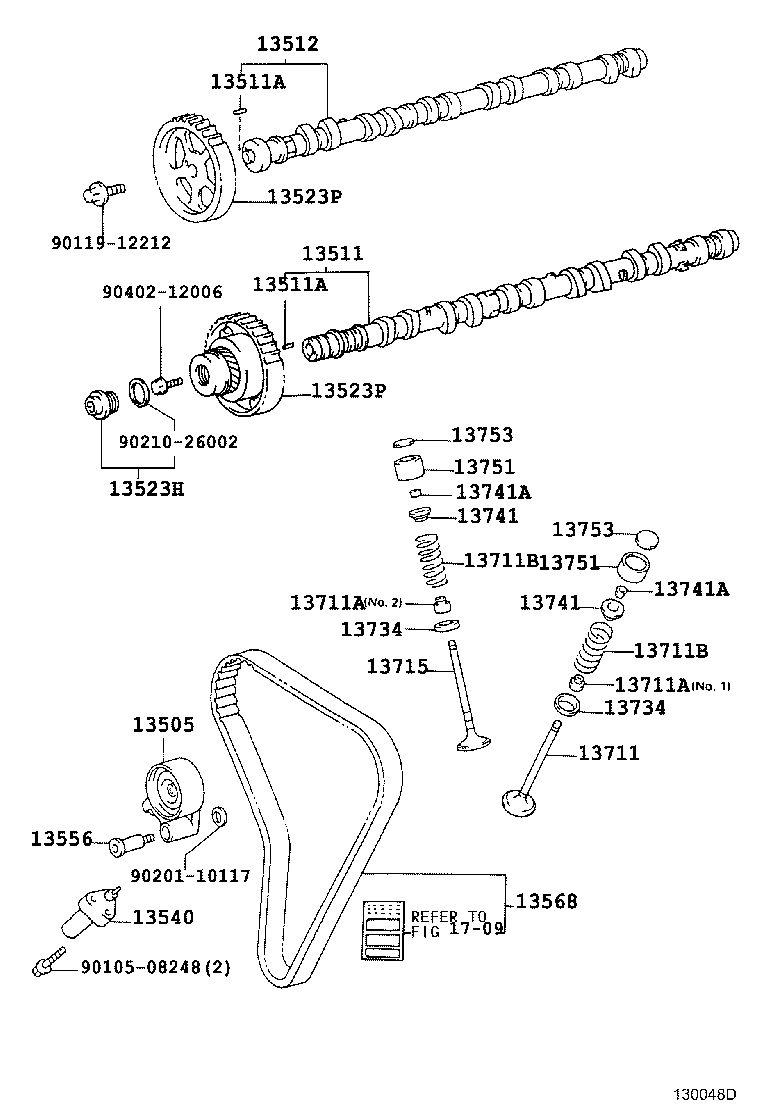 LEXUS 13505-46041 - Spriegotājrullītis, Gāzu sadales mehānisma piedziņas siksna autodraugiem.lv