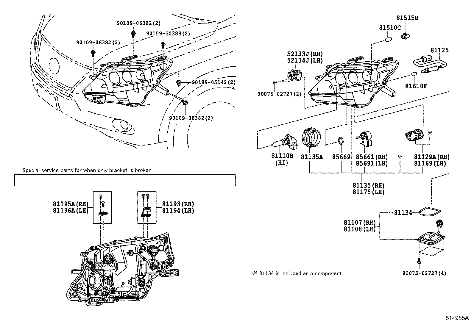 TOYOTA 81107-12A81 - Palaišanas iekārta, Gāzizlādes spuldze autodraugiem.lv