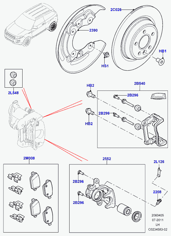 Rover LR027129 - Bremžu uzliku kompl., Disku bremzes autodraugiem.lv