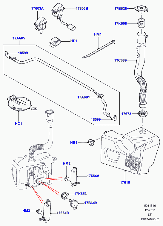 Land Rover DMC500010 - Ūdenssūknis, Stiklu tīrīšanas sistēma autodraugiem.lv