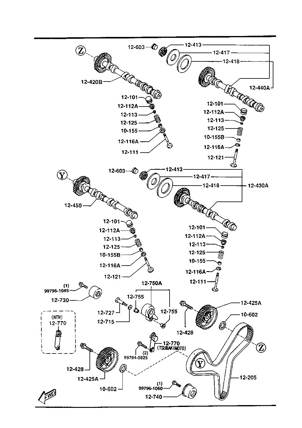 MAZDA KL01-12-750 - Spriegotājrullītis, Gāzu sadales mehānisma piedziņas siksna autodraugiem.lv