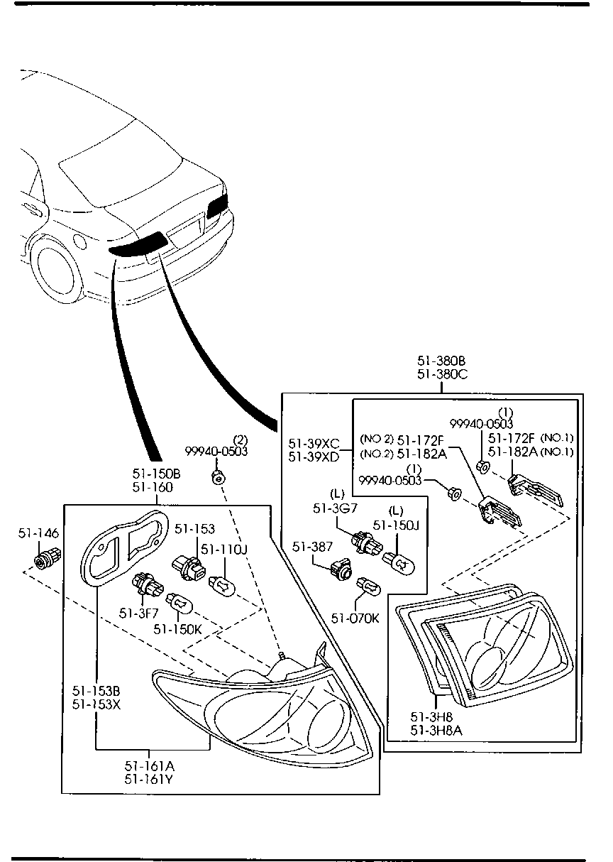 MAZDA G19S-51-3G7 - Aizmugurējais lukturis autodraugiem.lv