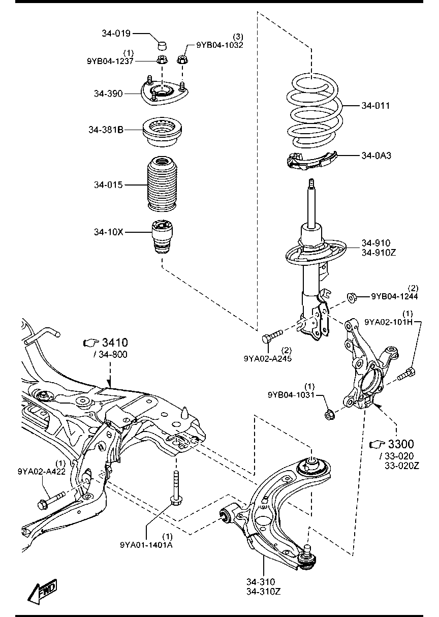 FORD DA7H-34-350B - Balst / Virzošais šarnīrs autodraugiem.lv