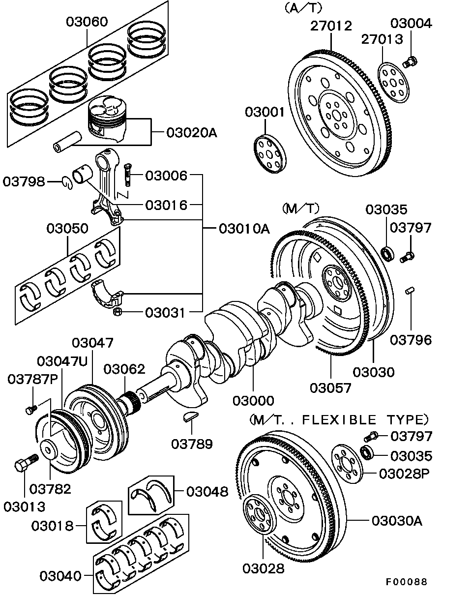 Mitsubishi MD310665 - Kloķvārpstas gultņu komplekts autodraugiem.lv