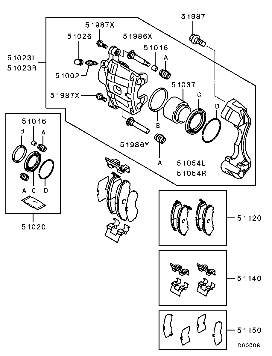 Mitsubishi MB857840 - Remkomplekts, Bremžu suports autodraugiem.lv