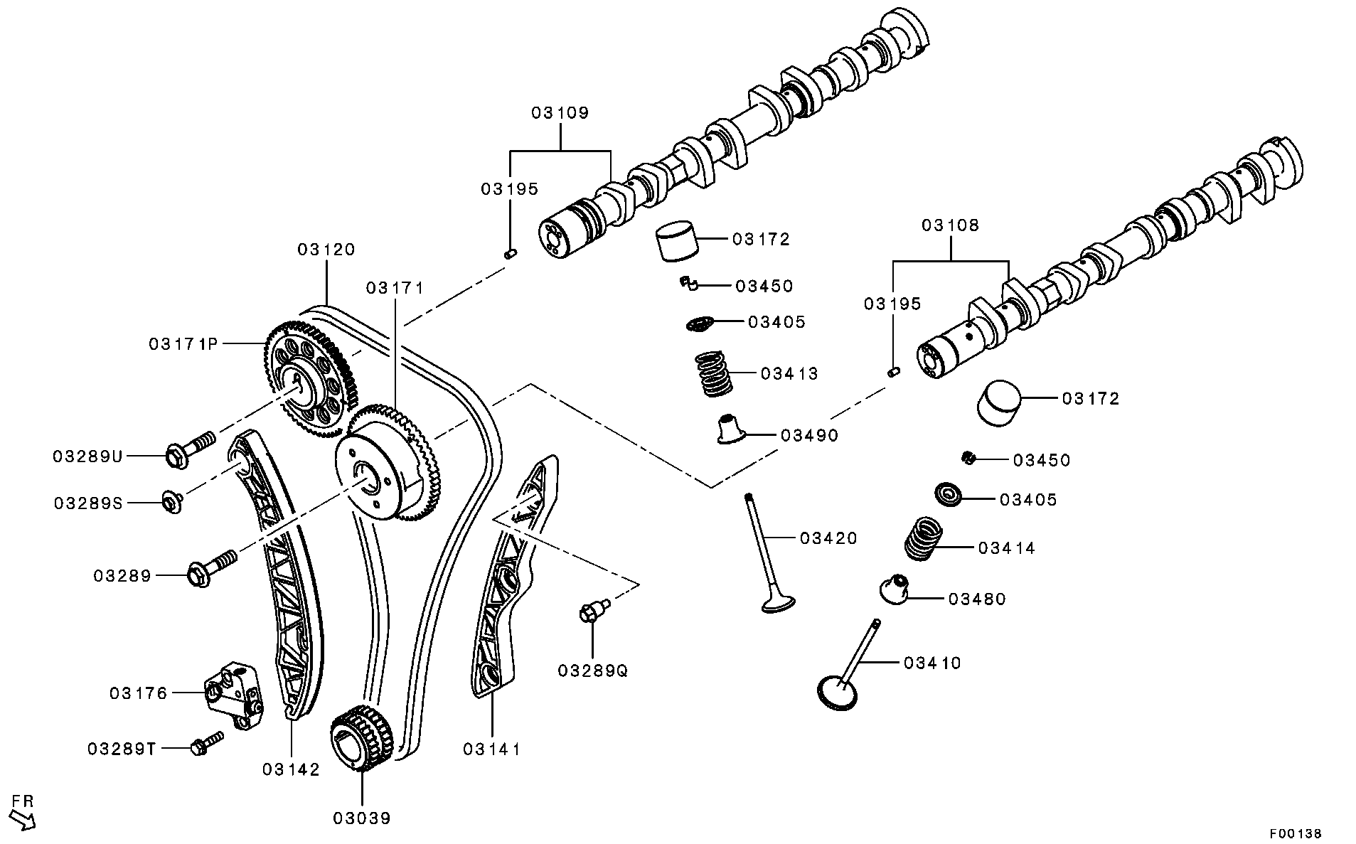 Mitsubishi MN 183892 - Sadales vārpstas piedziņas ķēdes komplekts autodraugiem.lv