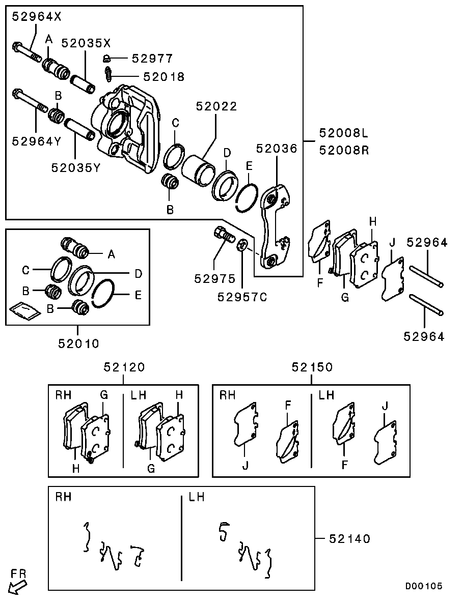 Mitsubishi MR307786 - Remkomplekts, Bremžu suports autodraugiem.lv