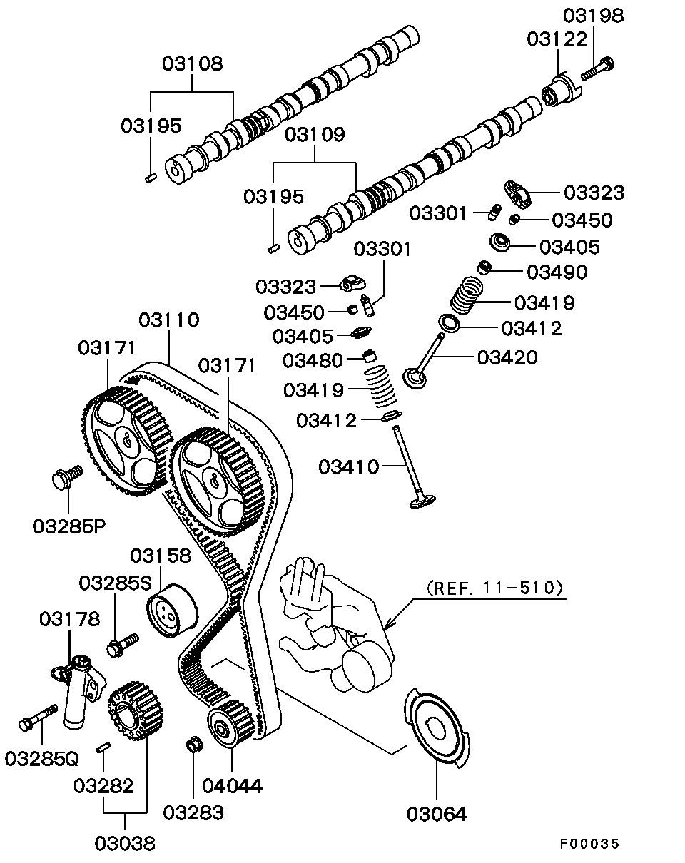 Proton MD182537 - Spriegotājrullītis, Gāzu sadales mehānisma piedziņas siksna autodraugiem.lv