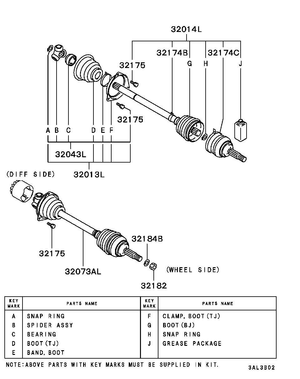 Mitsubishi MR331193 - Šarnīru komplekts, Piedziņas vārpsta autodraugiem.lv